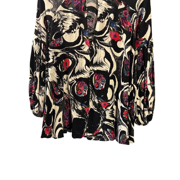 Free People Drift Away Tunic Top Mini Dress Cold Shoulder Boho Abstract Size S - Picture 6 of 8